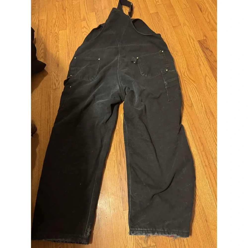 Carhartt Bib Overalls Mens 48 X‎ 32 Black Duck Quilt Lined Double Knee R02 BLK
